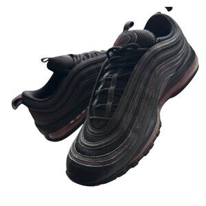 Nike Air Max 97 Black Red Sneakers Mesh Leather Upper Basketball Size 10